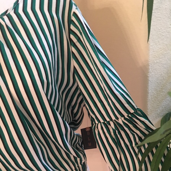 New Green Black Stripe Top with Tie in Back - Picture 4 of 7